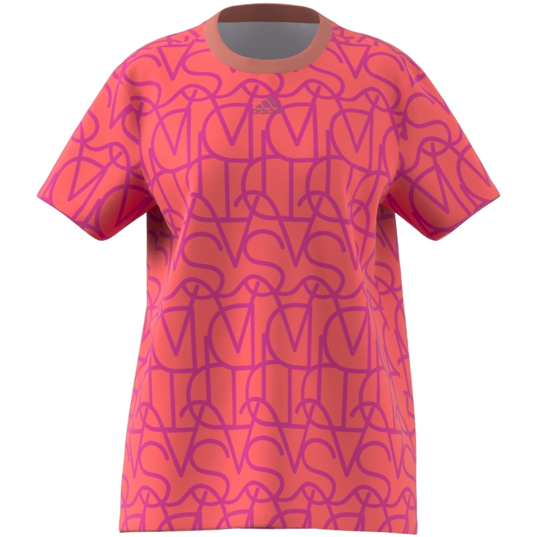 T-shirt de mulher adidas Allover Graphic Boyfriend