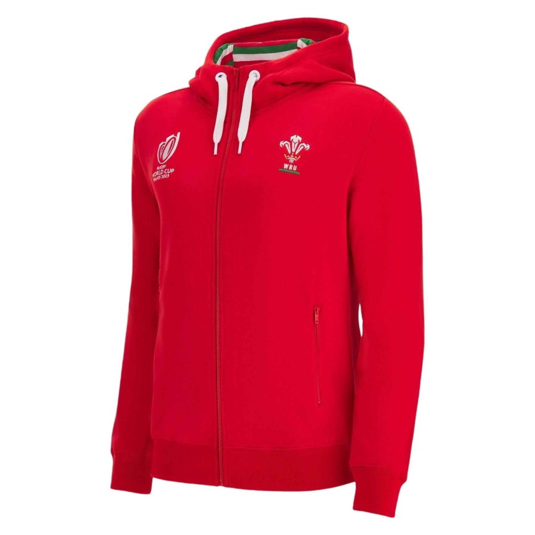 Sweatshirt com capuz zipado Pays de Galles Rugby XV Merch RWC Country. 2023