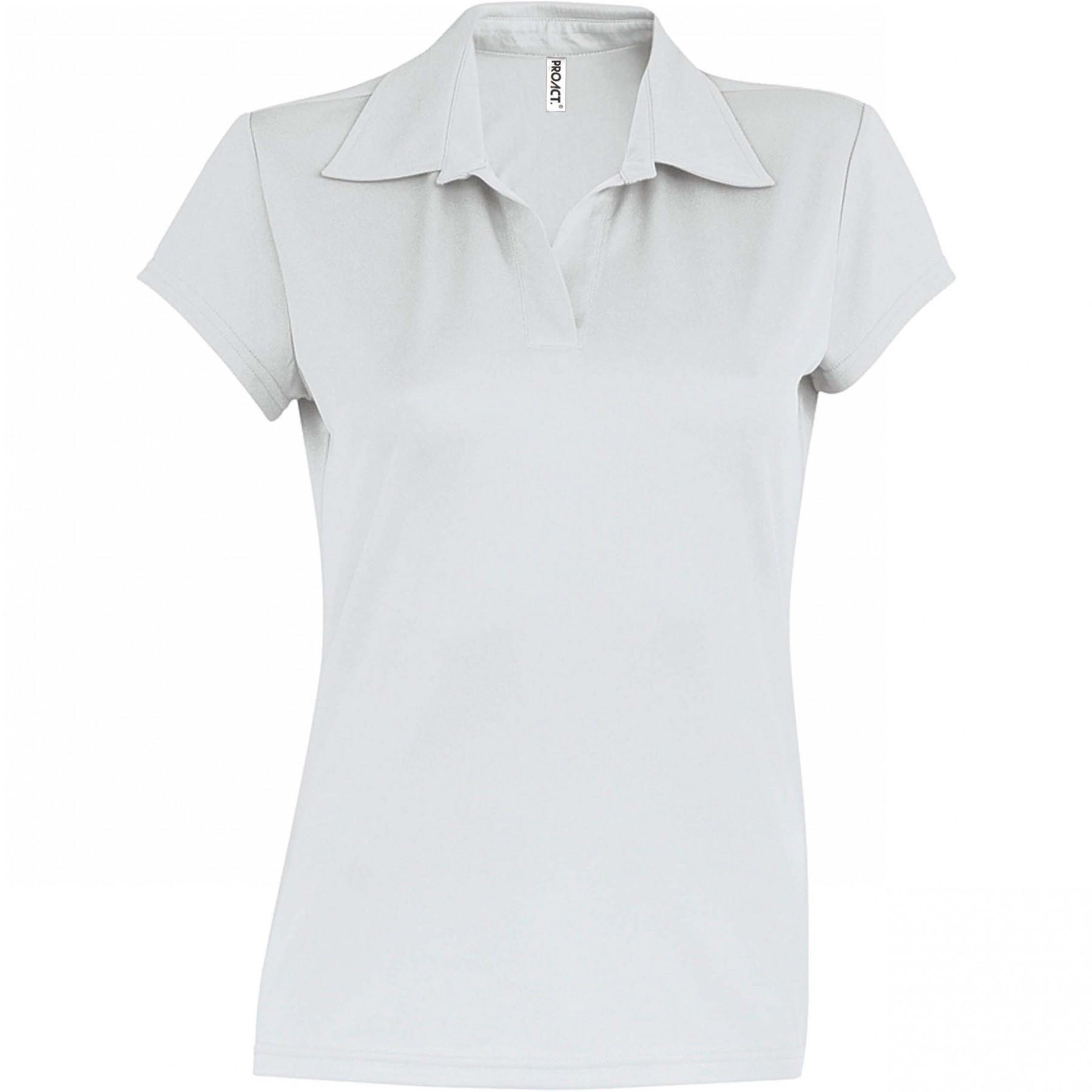 Camisa pólo desportivo feminina de manga curta Proact blanc